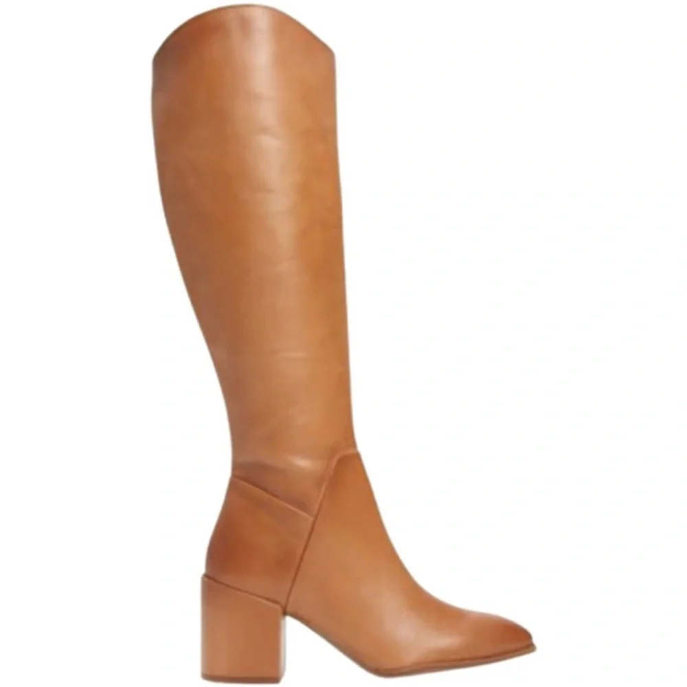 NORSTROM Cognac Leather Tall Heel Boot